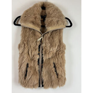 Women's Colebrook Rabbit Fur Vest Size S Beige
